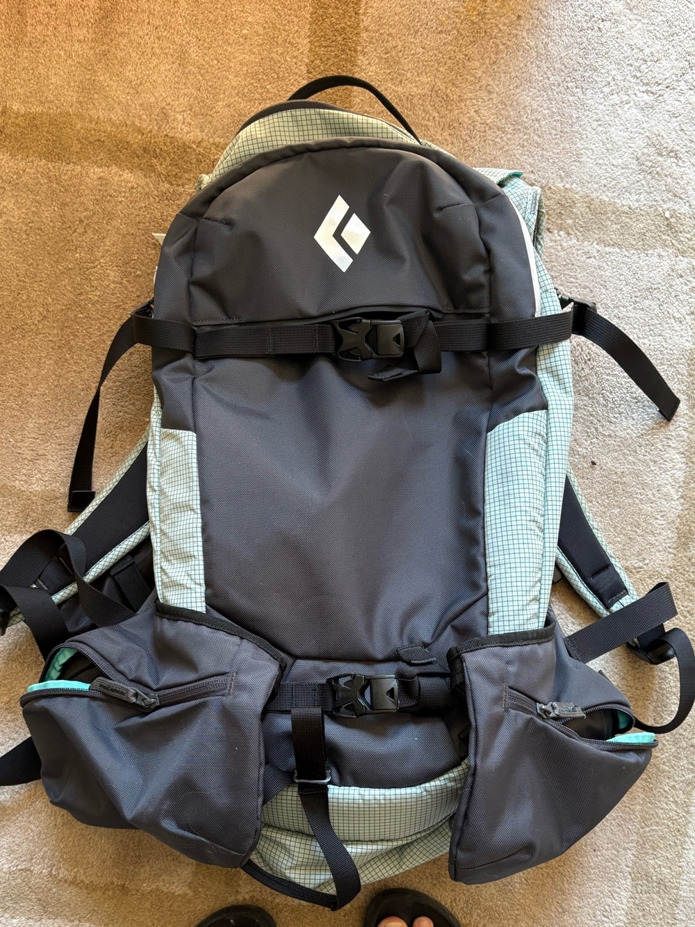Black Diamond Gray and Mint Lightweight Hiking Pack